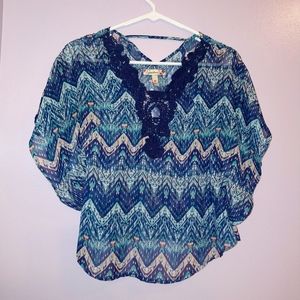 Speechless Sheer Embroidered Teal Coverup